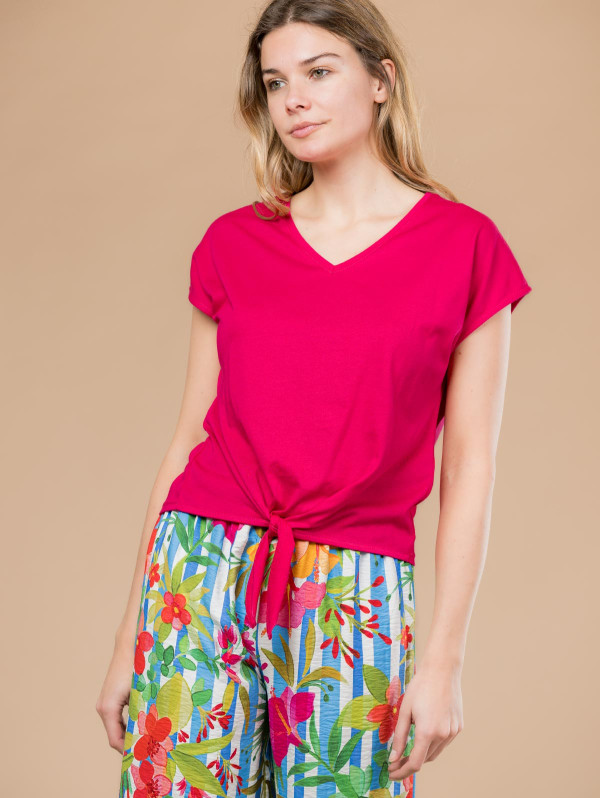 Tee-shirt femme uni bas noué | MaBoutiquePlus
