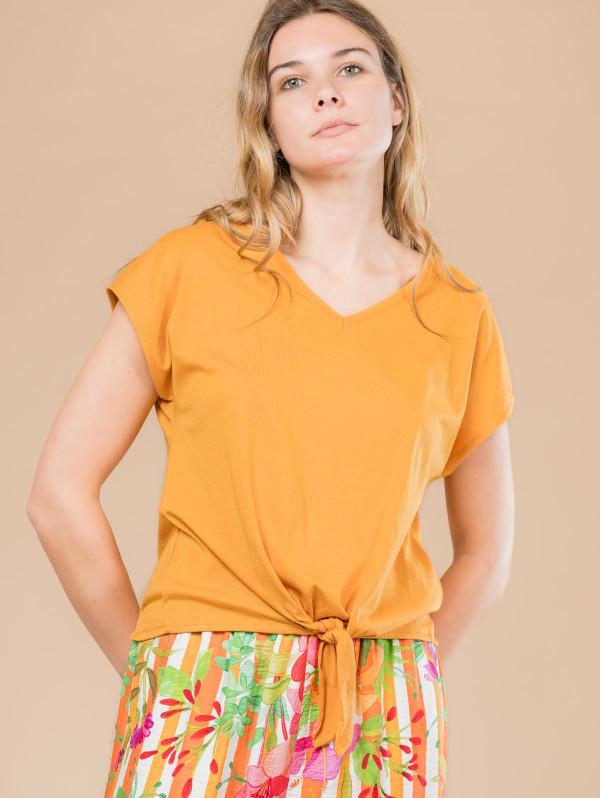 Tee-shirt femme uni bas noué | MaBoutiquePlus