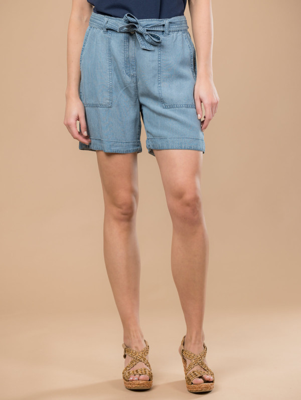 Short femme effet denim ceinture nouée | MaBoutiquePlus