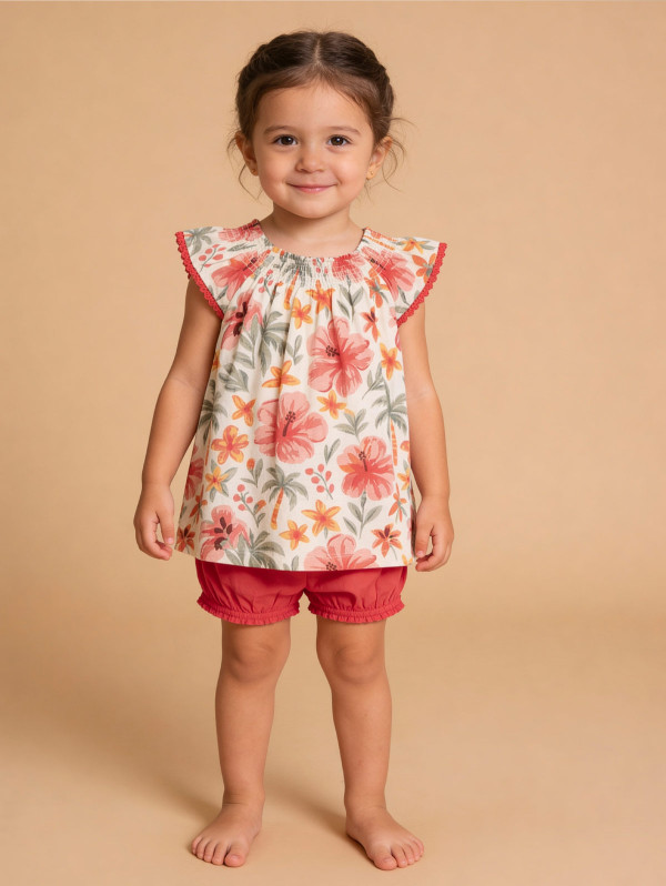 Ensemble bébé-fille tunique bloomer hibiscus | MaBoutiquePlus