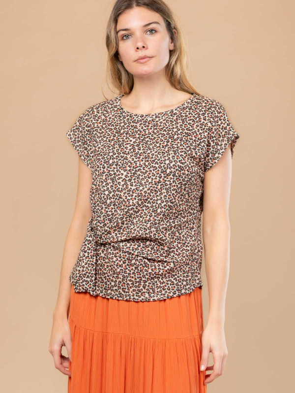 Top femme maille crépon léopard | MaBoutiquePlus