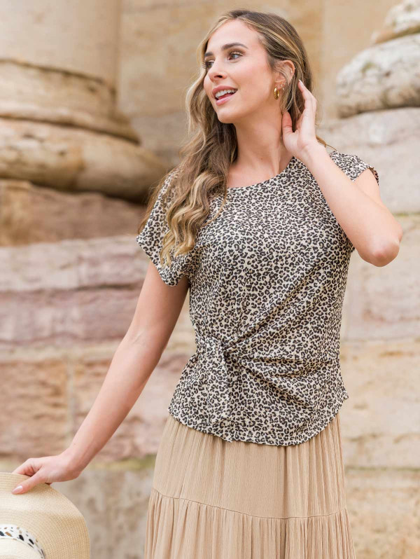 Top femme maille crépon léopard | MaBoutiquePlus