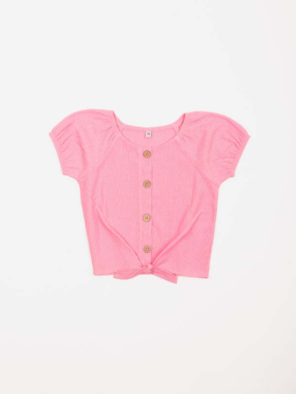 Top fille maille gauffrée | MaBoutiquePlus