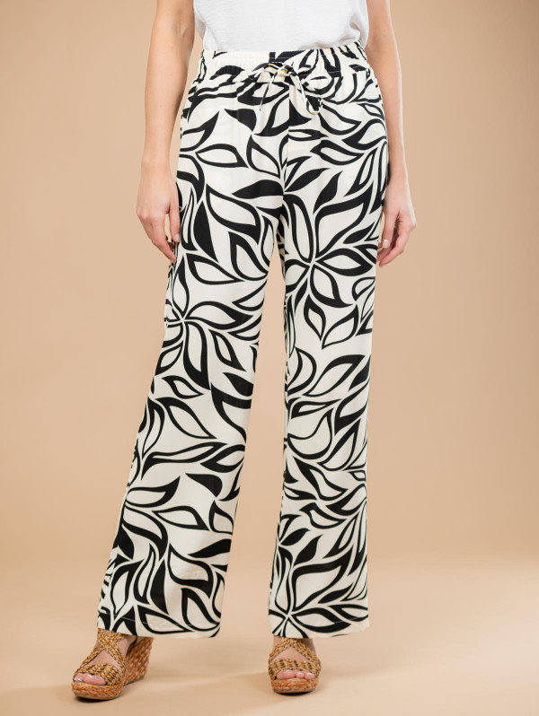 Pantalon fluide femme feuilles graphiques | MaBoutiquePlus