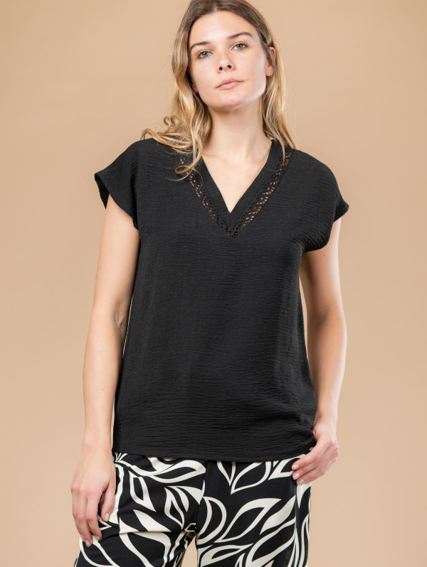 Top femme col V broderie | MaBoutiquePlus