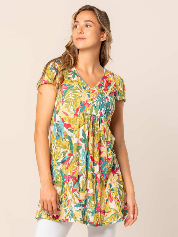 Tunique longue femme imprimée col V | MaBoutiquePlus