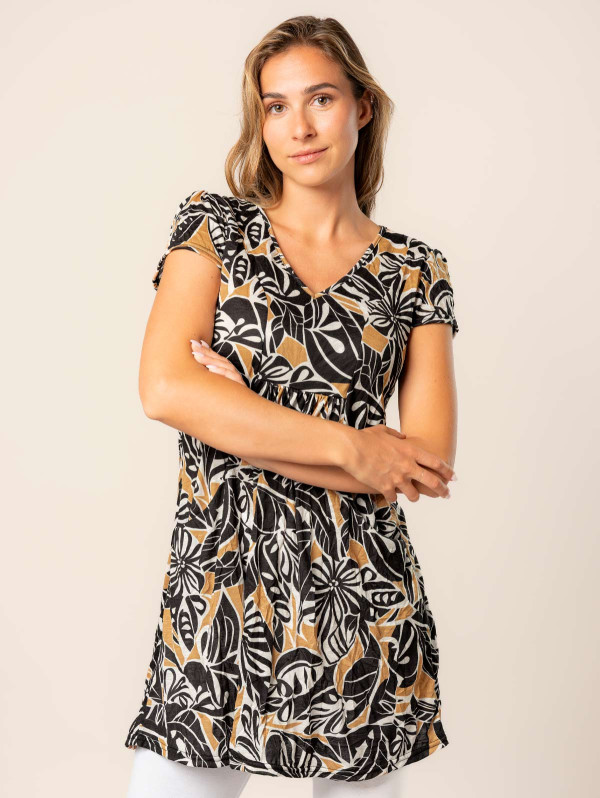 Tunique longue femme imprimée col V | MaBoutiquePlus