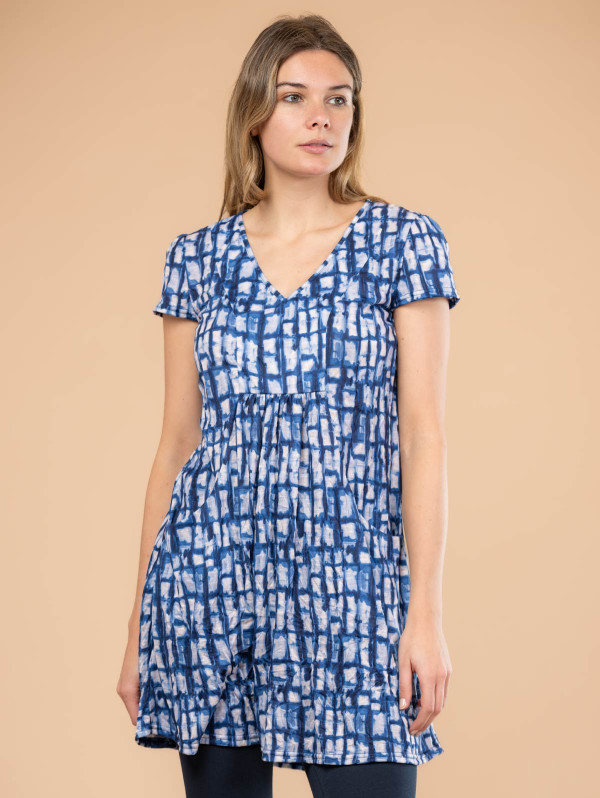 Tunique longue femme imprimée col V | MaBoutiquePlus