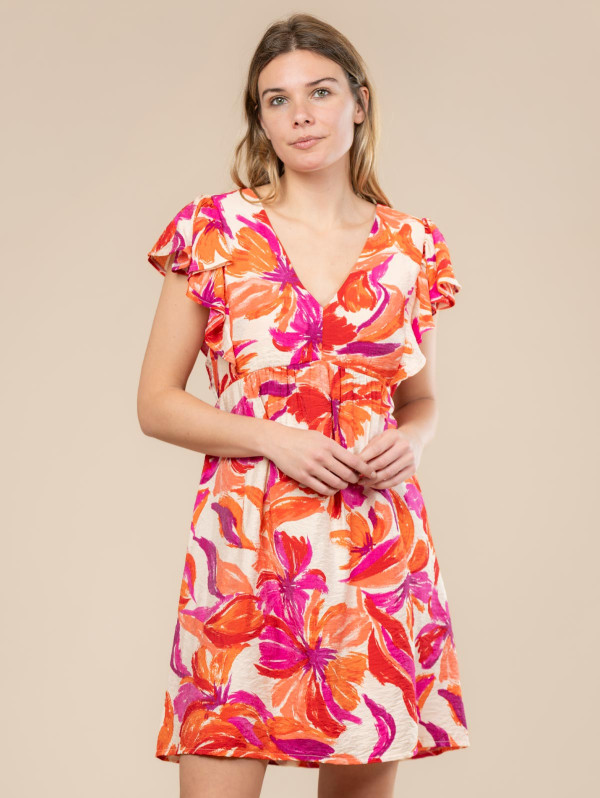 Robe femme fleurs aquarelle dos noué | MaBoutiquePlus