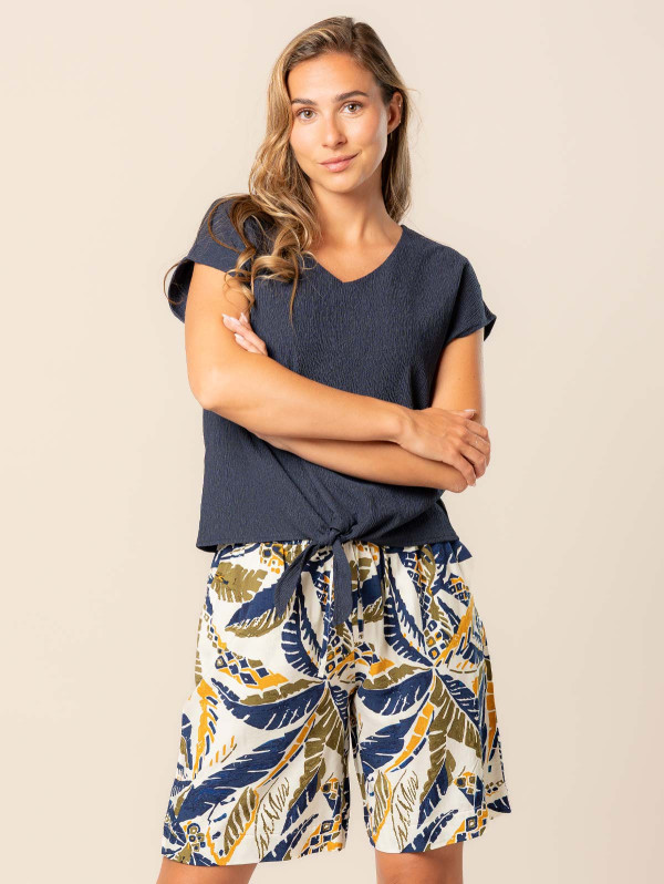 Top femme maille crépon bas noué | MaBoutiquePlus