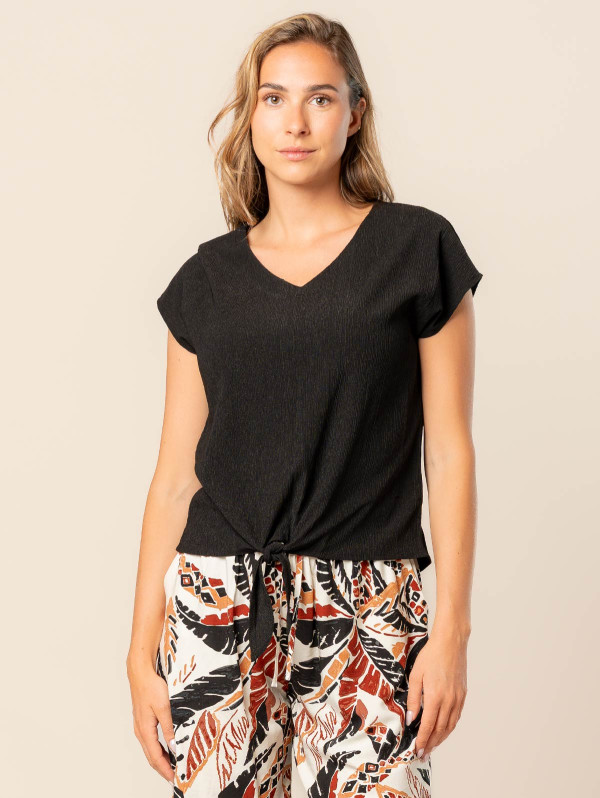 Top femme maille crépon bas noué | MaBoutiquePlus