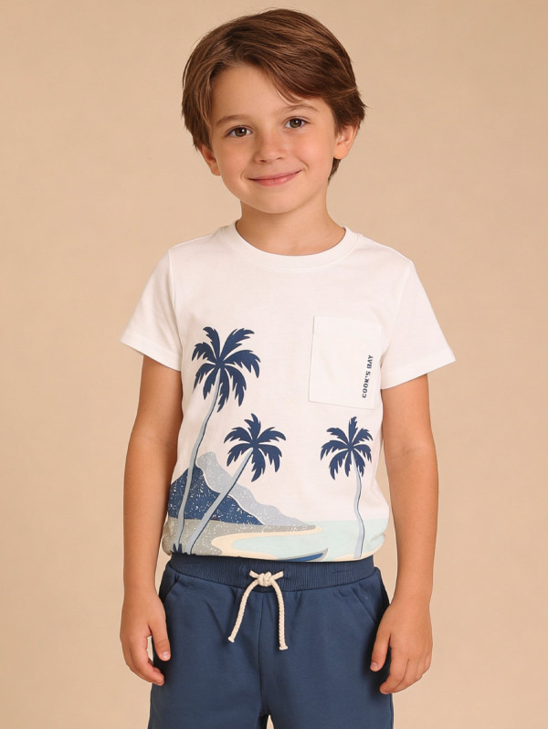 Tee-shirt garçon imprimé plage | MaBoutiquePlus