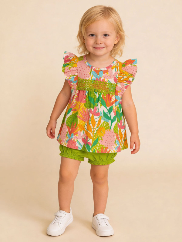 Ensemble bébé-fille tunique bloomer tropical | MaBoutiquePlus