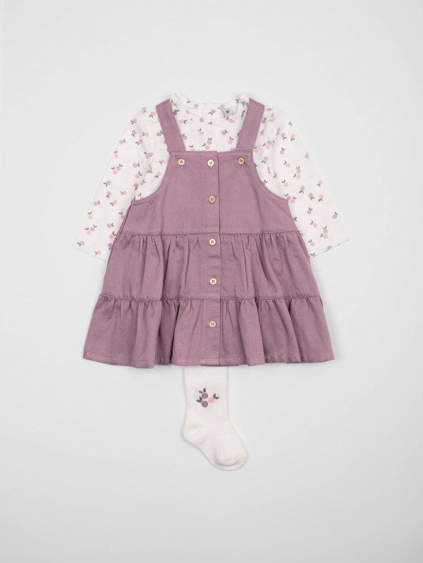 Ensemble bébé-fille robe-salopette pommes | MaBoutiquePlus