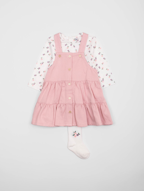 Ensemble bébé-fille robe-salopette pommes | MaBoutiquePlus