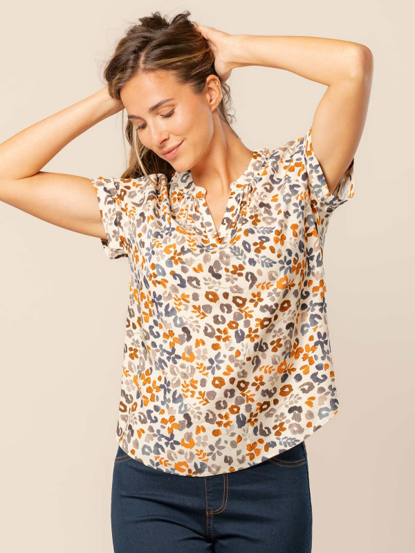 Top femme col V imprimé fleuri | MaBoutiquePlus