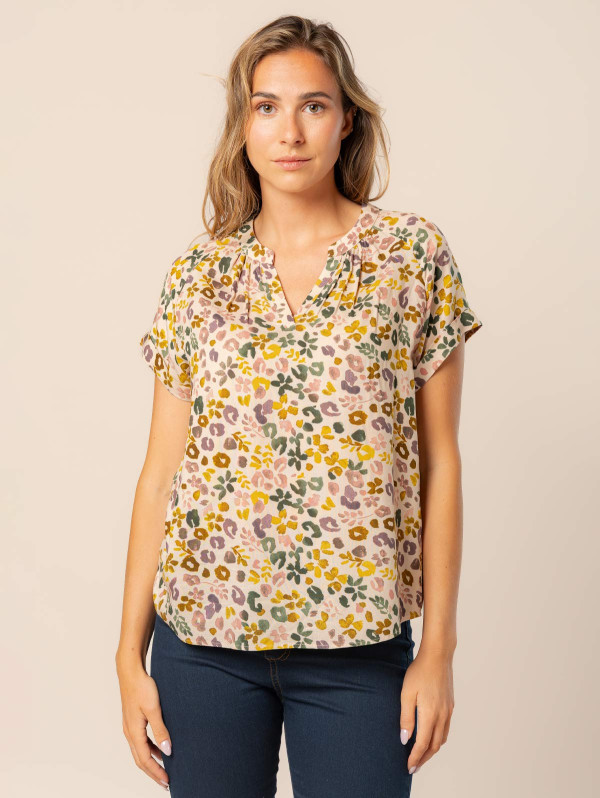 Top femme col V imprimé fleuri  | MaBoutiquePlus