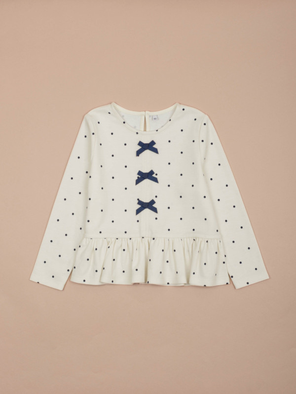 Tee-shirt pois nœuds fantaisie