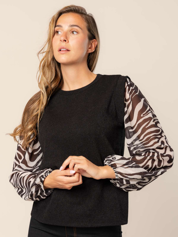 Top femme 2-en-1 manches fantaisie | MaBoutiquePlus