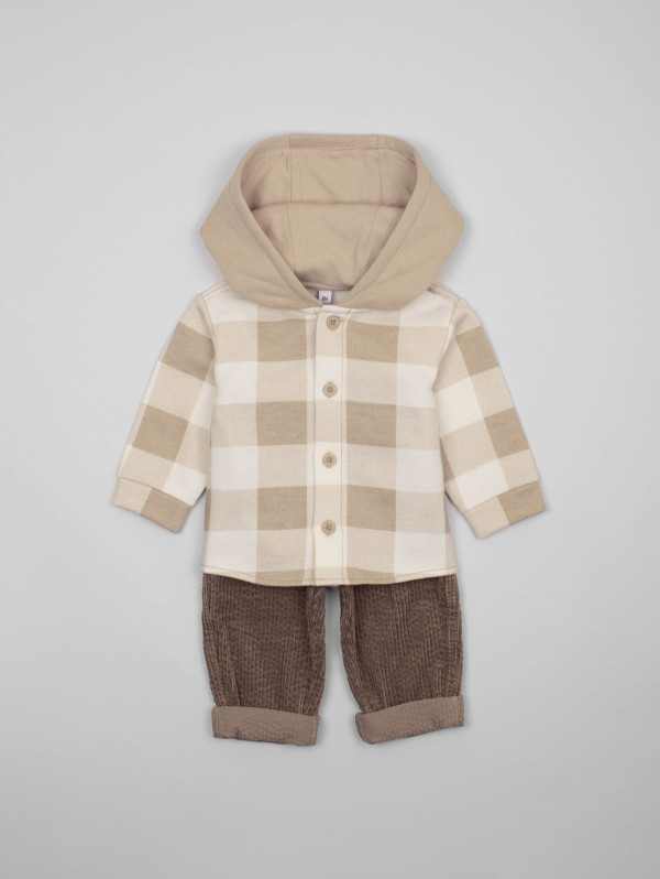 Ensemble bébé-garçon chemise carreaux capuche | MaBoutiquePlus