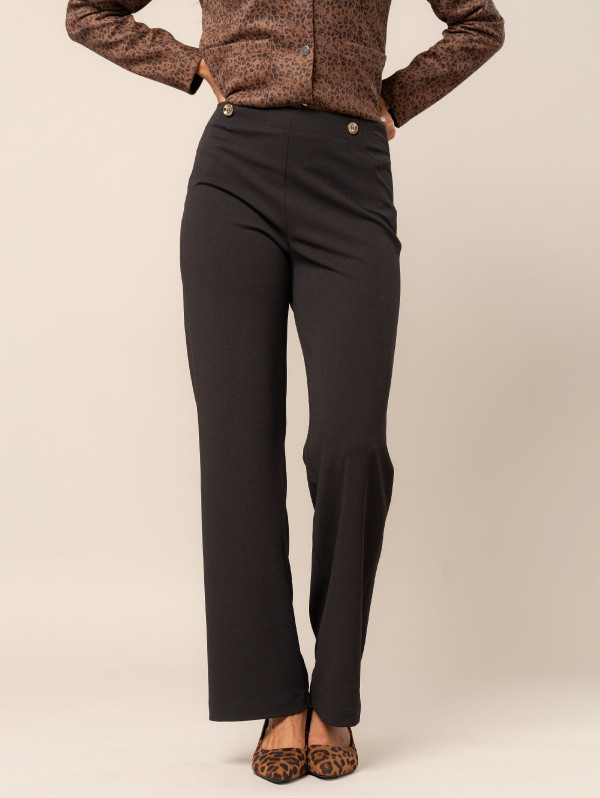 Pantalon femme scuba crêpe boutons | MaBoutiquePlus