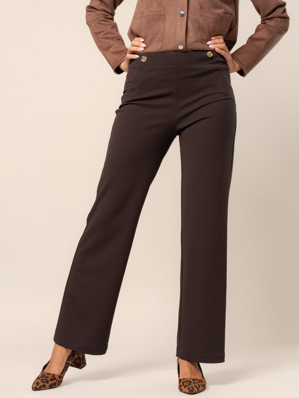 Pantalon femme scuba crêpe boutons | MaBoutiquePlus