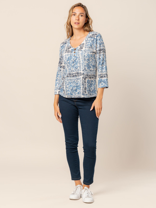 Top femme maille crépon patchwork | MaBoutiquePlus