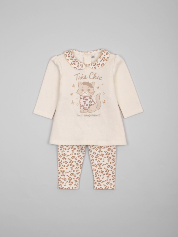 Ensemble bébé-fille sweat chat legging léopard | MaBoutiquePlus