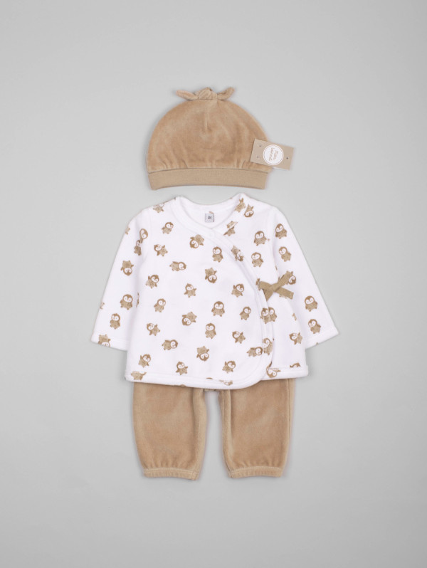 Ensemble bébé-fille 3-en-1 velours | MaBoutiquePlus