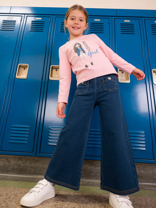 Pantalon fille effet denim bootcut | MaBoutiquePlus