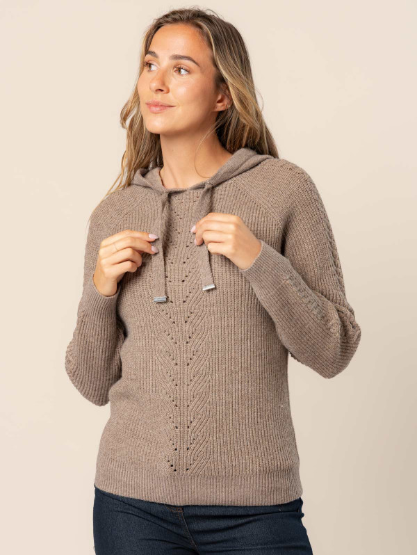 Pull capuche femme torsades | MaBoutiquePlus