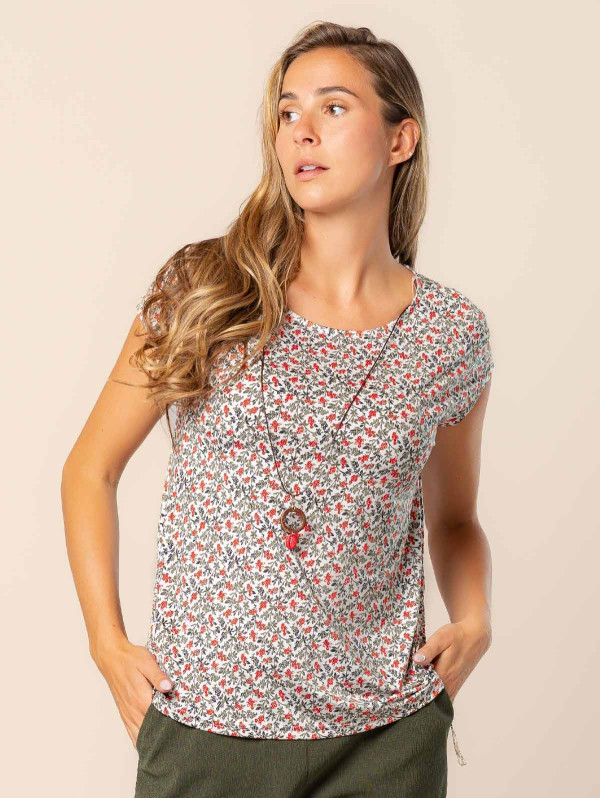 Top fleuri femme collier fantaisie | MaBoutiquePlus