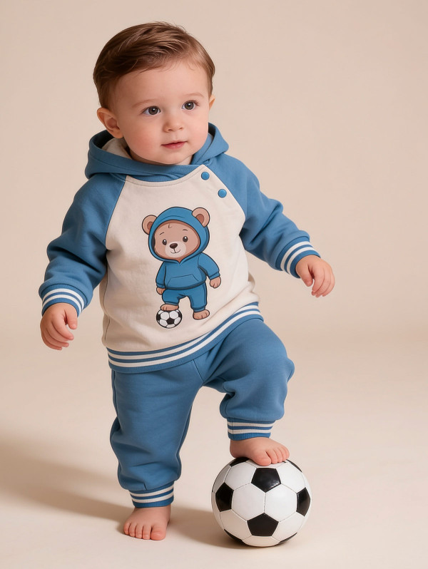 Ensemble bébé-garçon sweat à capuche ourson foot | MaBoutiquePlus