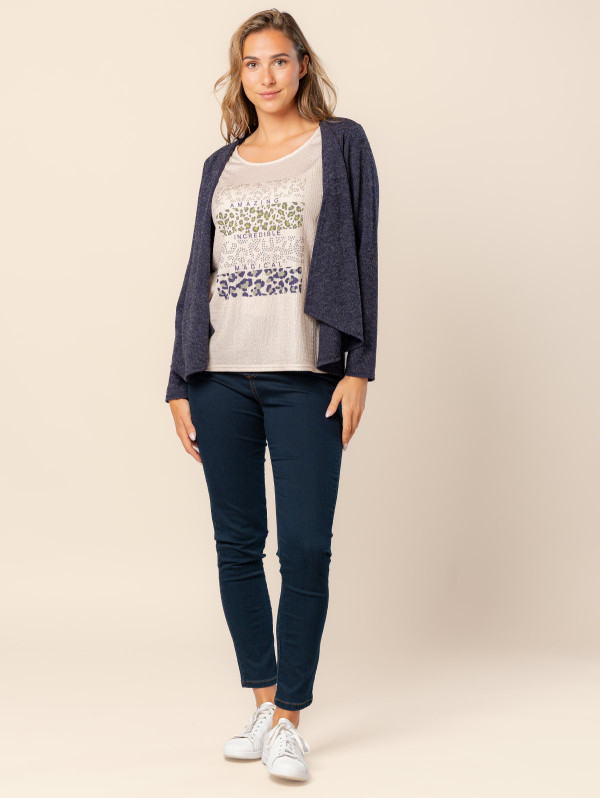 Top femme 2-en-1 gilet imprimé animal | MaBoutiquePlus