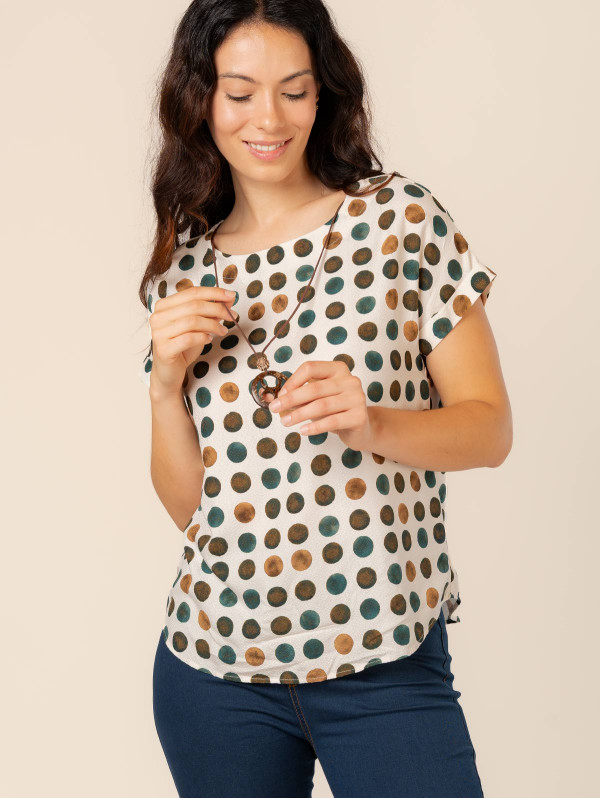 Top imprimé pastilles collier femme | MaBoutiquePlus