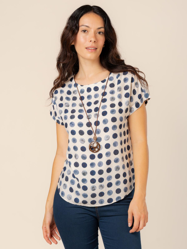 Top imprimé pastilles collier femme | MaBoutiquePlus