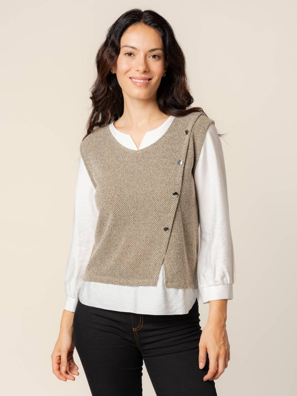Top femme maille 2-en-1 | MaBoutiquePlus