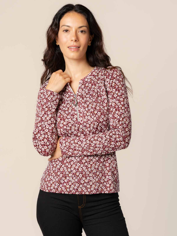 Top femme zip imprimé fleuri | MaBoutiquePlus