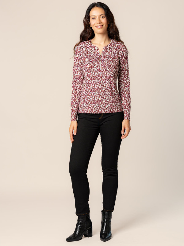 Top femme zip imprimé fleuri | MaBoutiquePlus