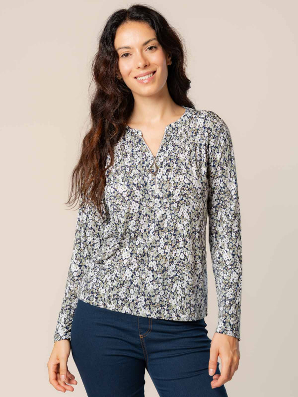 Top femme zip imprimé fleuri | MaBoutiquePlus