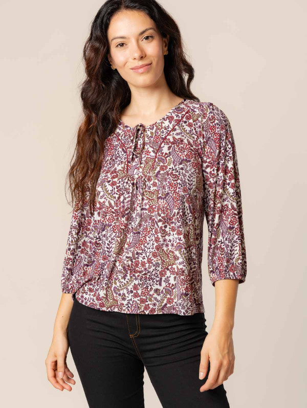 Blouse femme col noué imprimé fleuri | MaBoutiquePlus