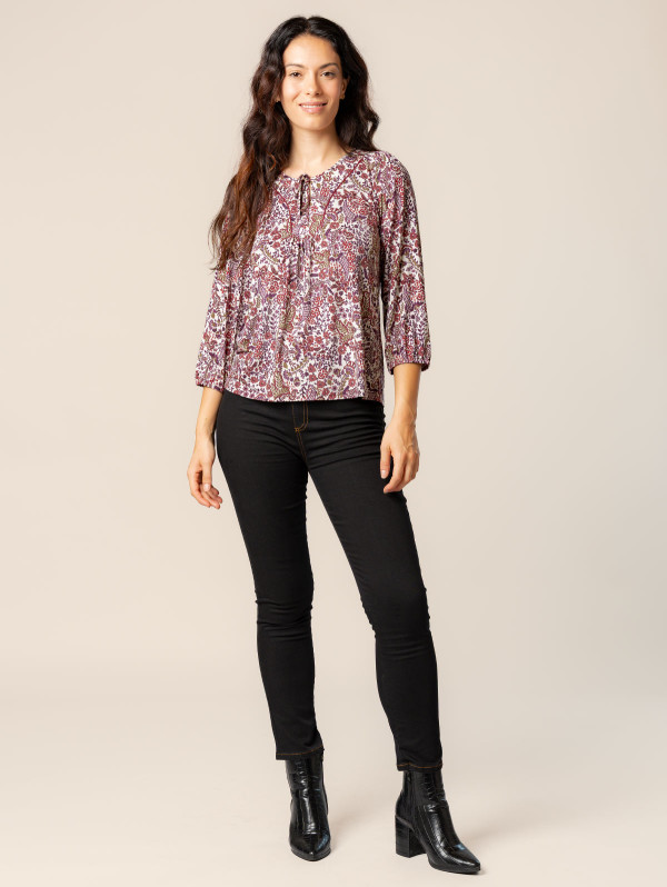 Blouse femme col noué imprimé fleuri | MaBoutiquePlus