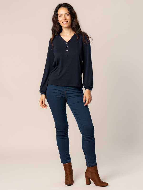 Top femme col V nœuds fantaisie | MaBoutiquePlus