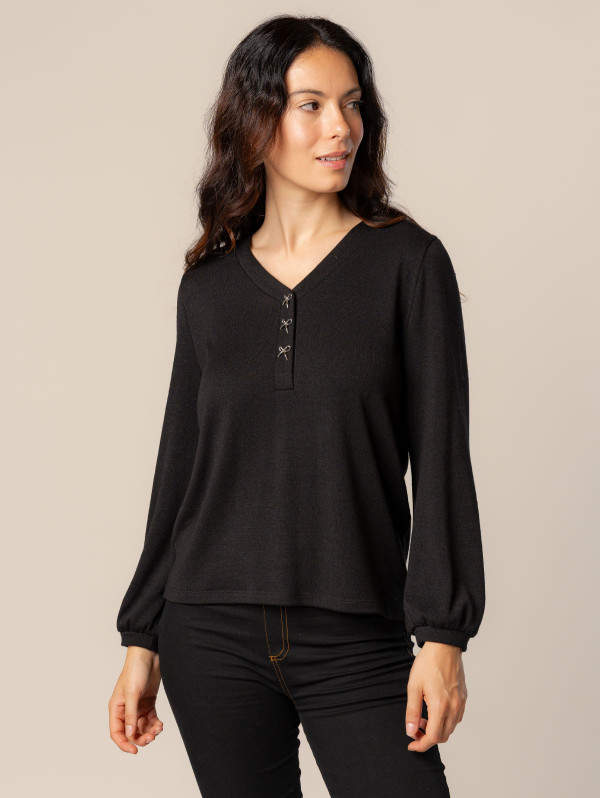 Top femme col V nœuds fantaisie | MaBoutiquePlus