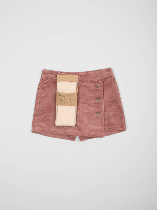 Jupe-short fille velours côtelé + collants | MaBoutiquePlus