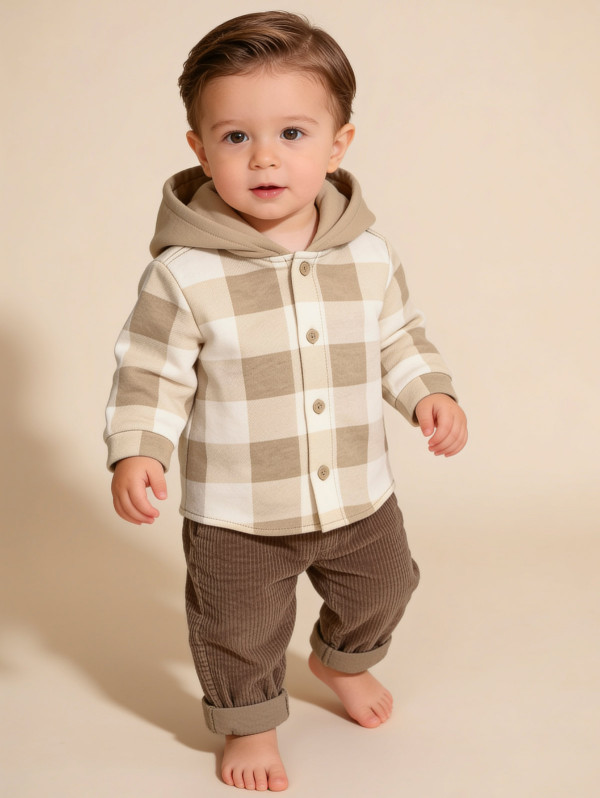 Ensemble bébé-garçon chemise carreaux capuche | MaBoutiquePlus