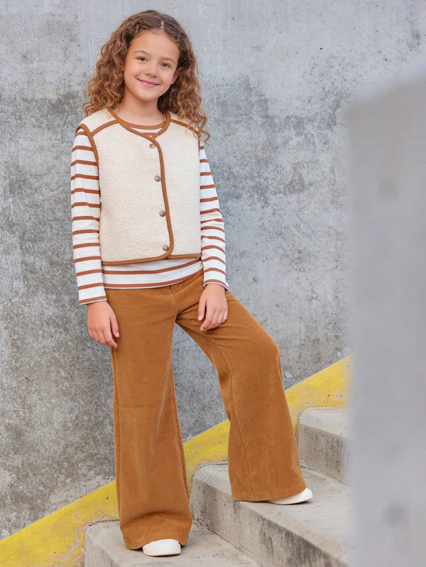 Pantalon large fille maille velours | MaBoutiquePlus