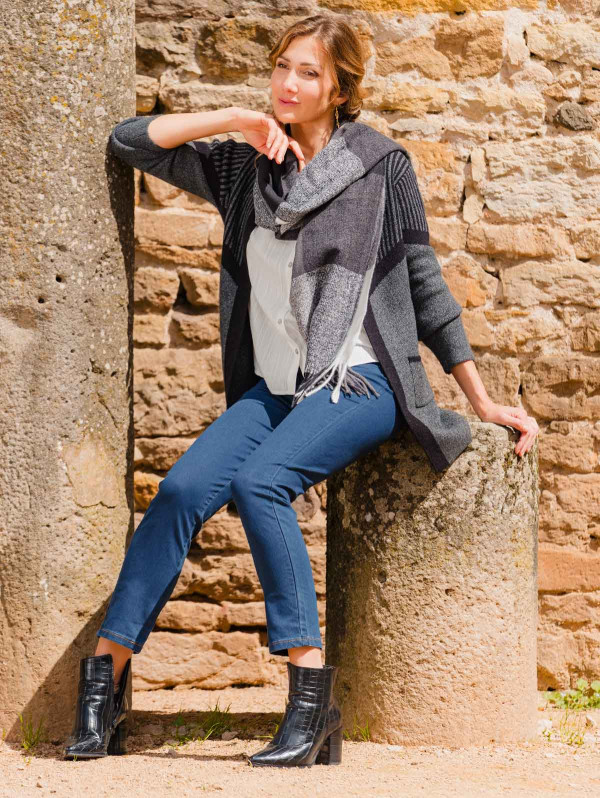 Gilet long bicolore rayures femme | MaBoutiquePlus