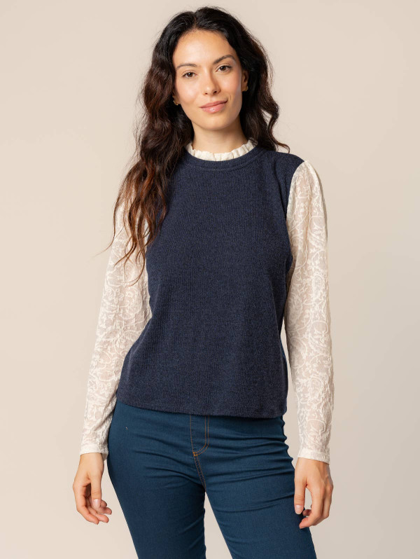Top 2-en-1 femme manches jacquard | MaBoutiquePlus