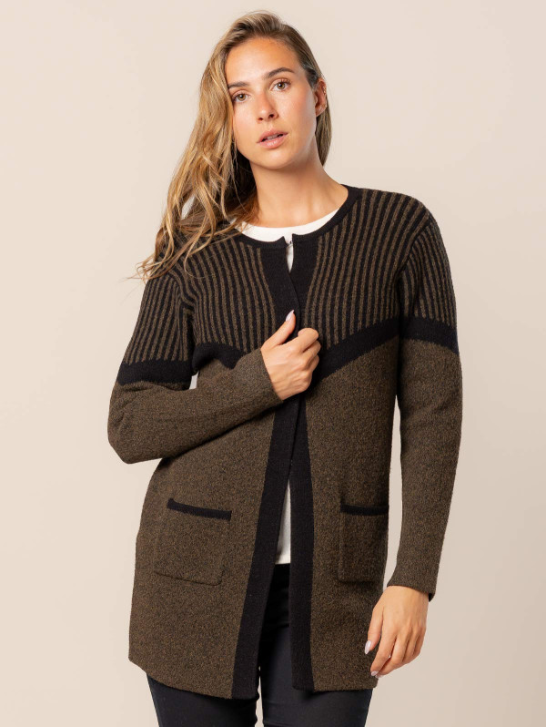 Gilet long bicolore rayures femme | MaBoutiquePlus